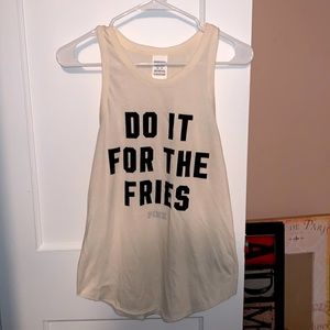 Pink Victoria’s Secret “Do It For The Fries” tank